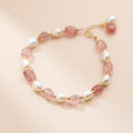 A34231 s925 sterling silver simple chic irregular strawberry pearl sweet bracelet