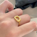 A45013 sterling silver oval simple fashion adjustable ring