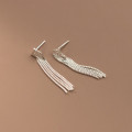 A35992 s925 sterling silver boxchain tassel earrings