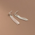 A35992 s925 sterling silver boxchain tassel earrings