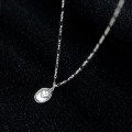 A34059 s925 sterling silver silver oval heart necklace