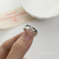 A44733 s925 sterling silver rhinestone double layered adjustable ring