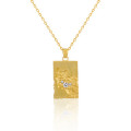 A42576 square rhinestone s925 unique elegant silver necklace
