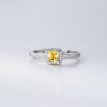 A45791 s925 sterling silver trendy sweet extra square yellow rhinestone twist ring