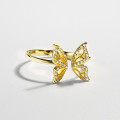 A43502 s925 silver sweet elegant ect rhinestone hollowed butterfly ring