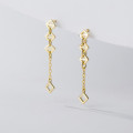 A38252 s925 sterling silver square chain bar design fringe earrings