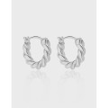 A39380 rope hoop simple unique vintage elegant s925 sterling silver twist earrings