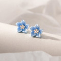 A40161 s925 sterling silver blue flower stud trendy design earrings