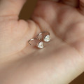 A42153 s925 sterling silver rhinestone heart design heartshape earrings