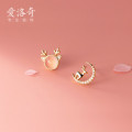 A35863 s925 sterling silver sweet trendy asymmetric moon dee earrings