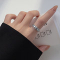 A39299 s925 sterling silver heart black rhinestone vintage design elegant ring