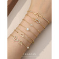 A43893 s925 sterling silver cubic zirconia butterfly charm bracelet