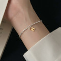 A39268 s925 sterling silver simple initial charm design elegant bracelet