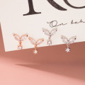 A43247 s925 sterling silver cubic zirconia leaf rhinestone stud trendy earrings