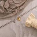 A34928 s925 sterling silver vintage unique adjustable chain heartshape charm bracelet