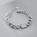 A38281 s925 sterling silver thai charm vintage twist bracelet
