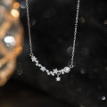 A44173 s925 silver trendy sweet elegant rhinestone stars necklace
