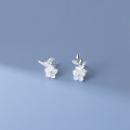 A35777 s925 sterling silver shell rhinestone bird leaf earrings