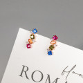 A44181 s925 sterling silver dainty geometric square rhinestone stud earrings
