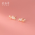A33233 s925 sterling silver trendy rhinestone pink butterfly earrings