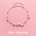 A36482 s925 sterling silver stars charm bracelet
