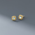 A43397 s925 sterling silver vintage hollowed stud earrings