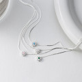 A44977 s925 silver dainty rhinestone sun necklace