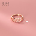 A33168 s925 sterling silver trendy simple rhinestone heart ring sweet earrings