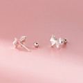 A45920 silver trendy sweet dainty butterfly stud earrings