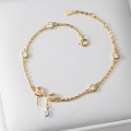 A43897 s925 sterling silver trendy rhinestone butterfly charm bracelet