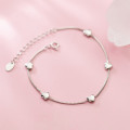 A34237 s925 sterling silver heart charm bracelet