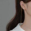 A35597 s925 sterling silver doublelayer hollowed chain clipon simple chain earrings
