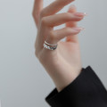 A34352 s925 sterling silver vintage cute braided silver doublelayer ring