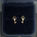 A39223 sterling silver simple hollowed key stud cute trendy rhinestone earrings