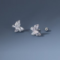 A41105 s925 sterling silver elegant rhinestone butterfly stud earrings