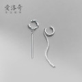A31712 s925 sterling silver simple rhinestone clipon chic long earrings