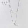 A31165 s925 sterling silver fashion doublelayer pearl chic necklace