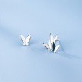 A44909 s925 silver simple symmetric stud butterfly earrings