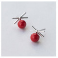A38456 s925 sterling silver trendy butterfly pearl stud cute earrings