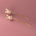 A40180 s925 sterling silver rhinestone rabbit string grade elegant earrings