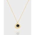 A37755 design black agate sterling silver s925 quality necklace