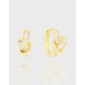 A43663 gold twist cubic zirconia sterling silver s925 stud earrings