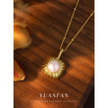 A40887 s925 sterling silver fresh water pearl design pendant necklace