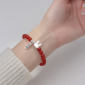 A37431 s925 sterling silver shell rabbit agate charm vintage design bracelet