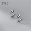 A31721 s925 sterling silver fashion doublelayer wide short simple earrings