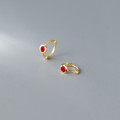 A45170 s925 silver trendy simple geometric circle sweet earrings