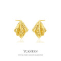 A38808 sterling silver unique wrinkled stud vintage earrings