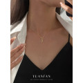 A43085 s925 sterling silver grade hollowed square long fashion fringe necklace