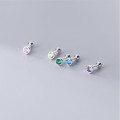 A35581 s925 sterling silver simple small trendy geometric circle rhinestone earrings