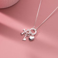 A38231 s925 sterling silver key heart grade necklace